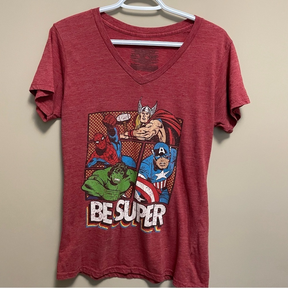 Marvel Superhero Graphic T-Shirt Women’s L Hulk Spider-Man Captain America Thor